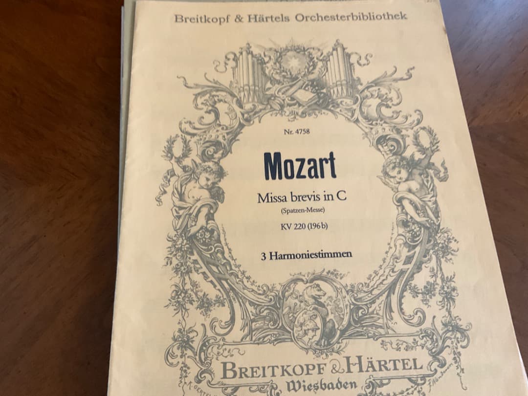 オーケストラ全パート譜　モーツァルト　雀のミサ　ミサブレビス　k.220 未使用
