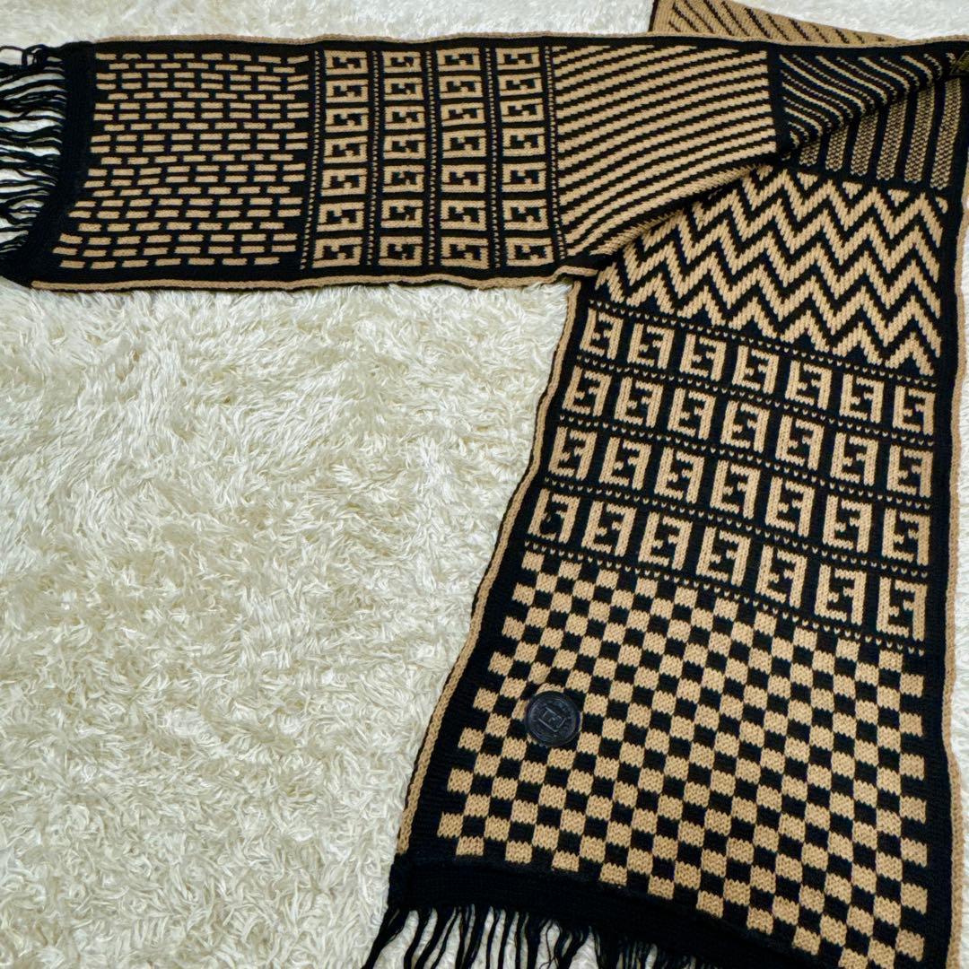 MK様✨希少カシミヤ混✨FENDI リバーシブル柔らかニットフリンジズッカペカン