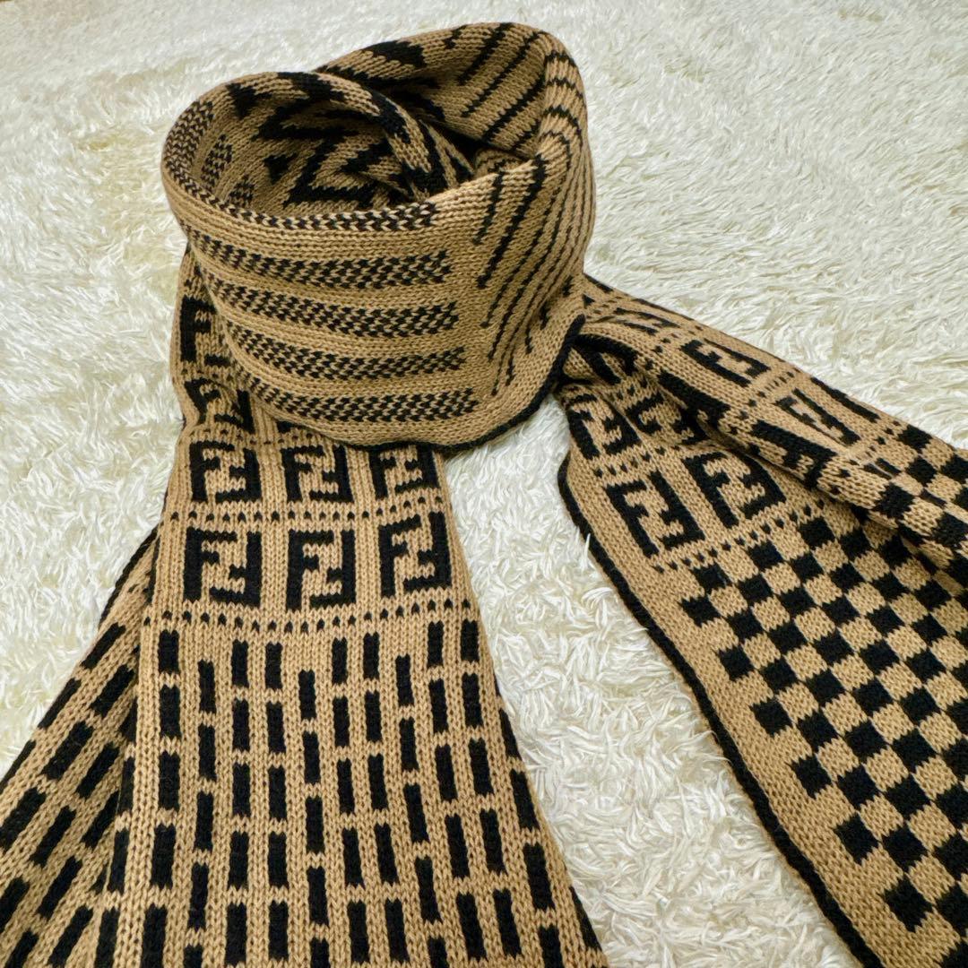 MK様✨希少カシミヤ混✨FENDI リバーシブル柔らかニットフリンジズッカペカン