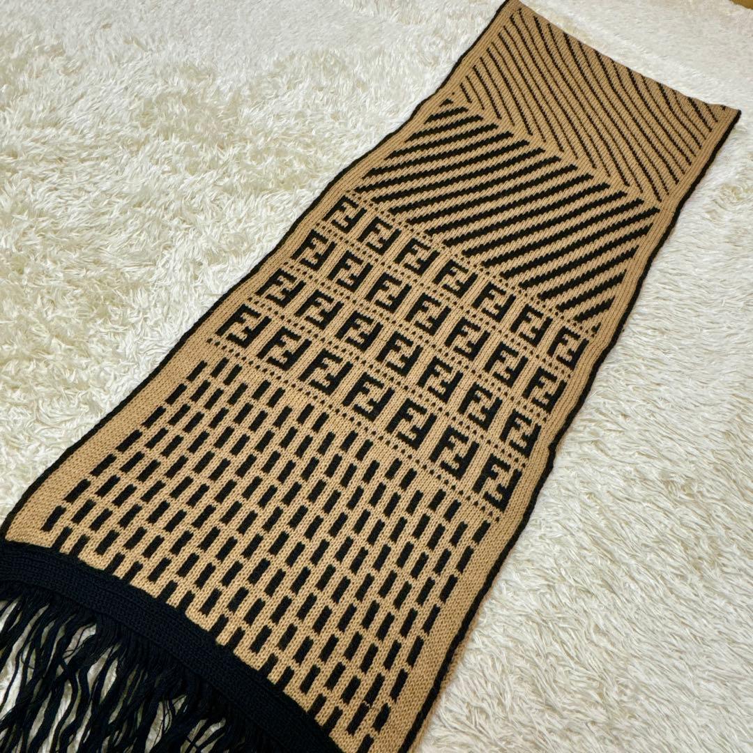 MK様✨希少カシミヤ混✨FENDI リバーシブル柔らかニットフリンジズッカペカン