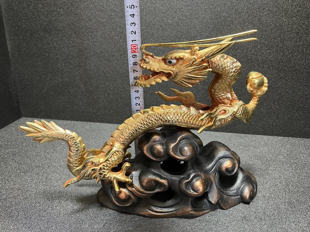 超美品　雲龍　龍　置物 　風水　開運　金属工芸　縁起物　箱入