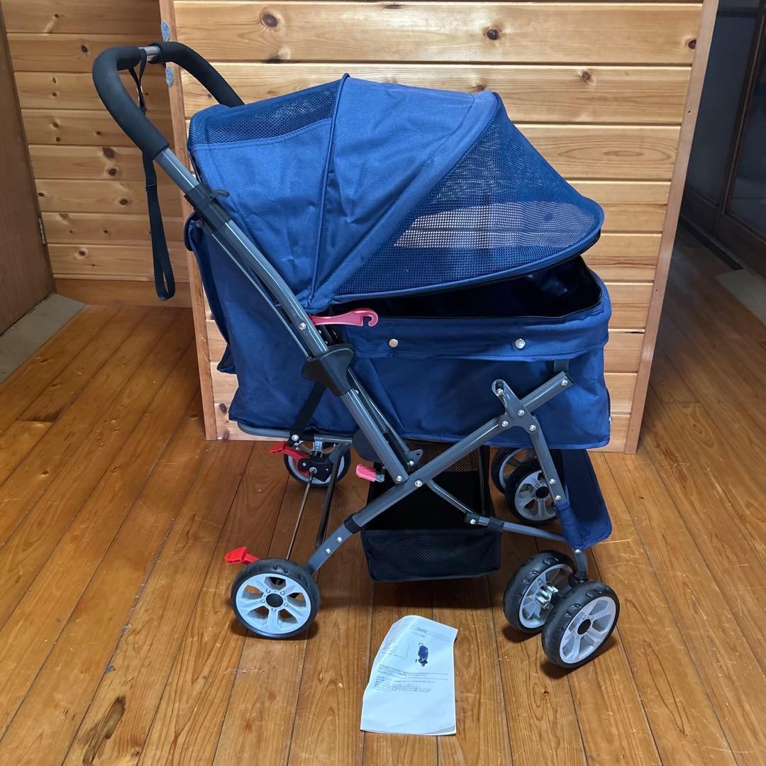 ネイビー ペットカート 折りたたみ式