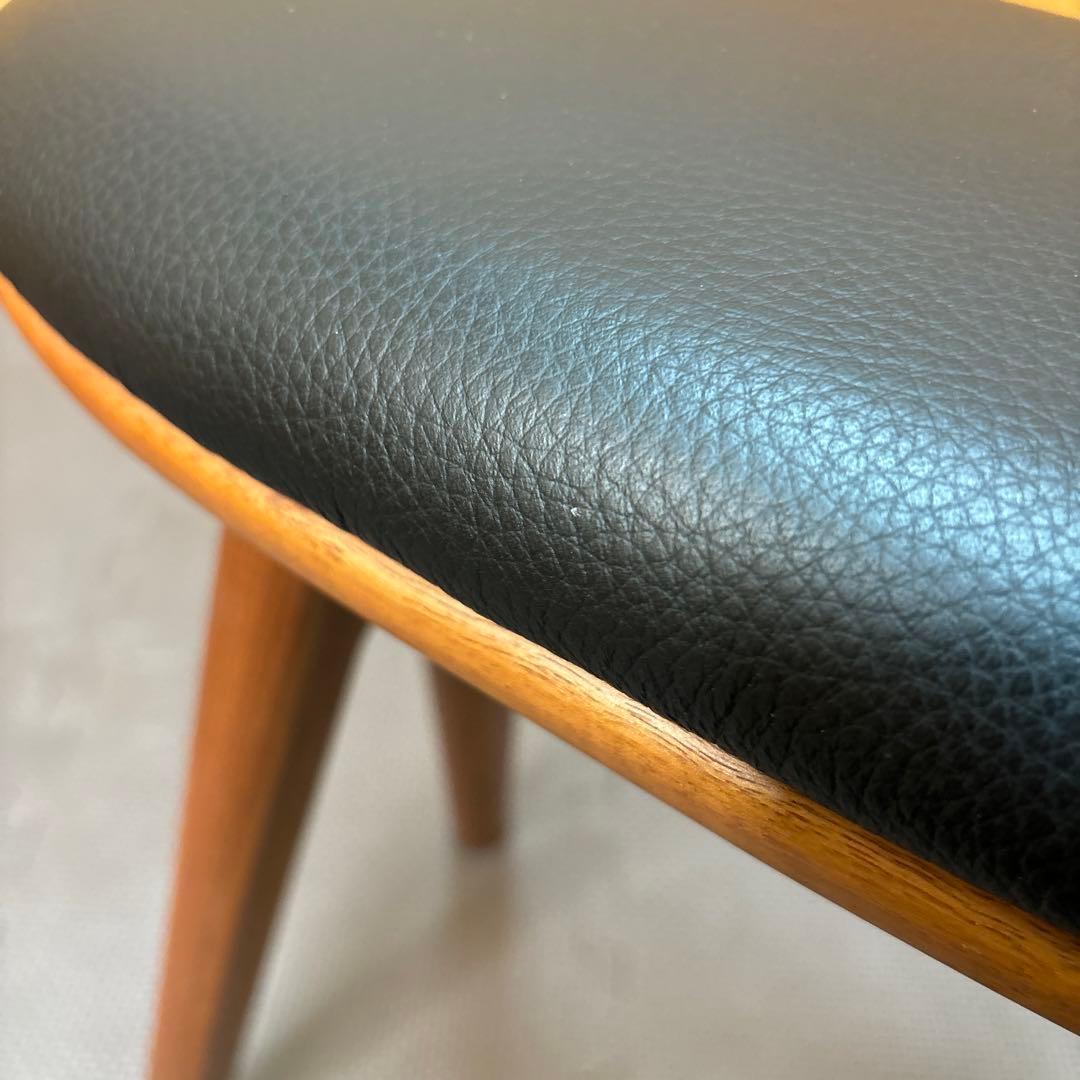 ナガノインテリア スツール ウォールナット×天然皮革