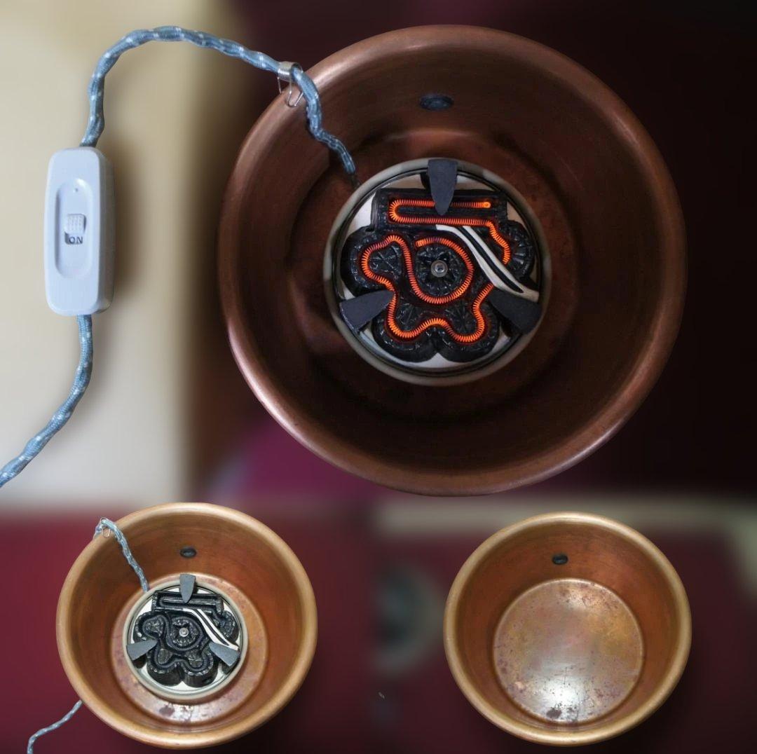 専用☆茶道具 立礼棚卓用 銅風炉 銅製丸炉 410W炭型 電熱器送料込み