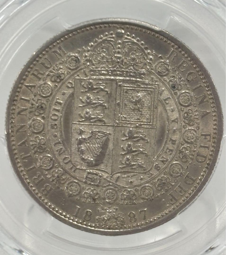 1887年大英帝国ハーフクラウン ジュビリー・ヘッド1/2Cr銀貨 PCGS認証