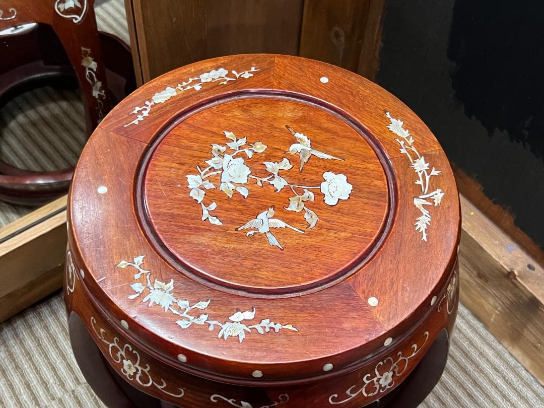 ※スツール 花台 螺鈿象嵌細工 ①