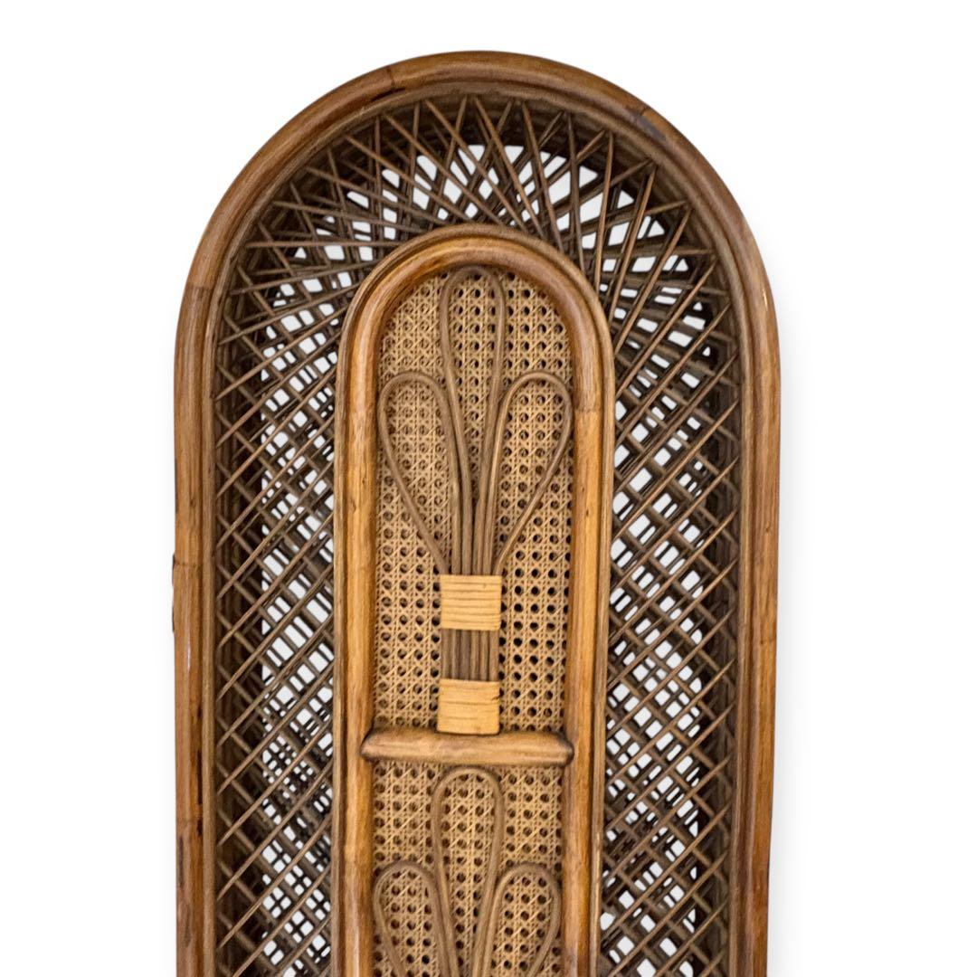 ラタン パーテーション 籐家具 衝立 4連 昭和レトロ アンティーク 高さ137