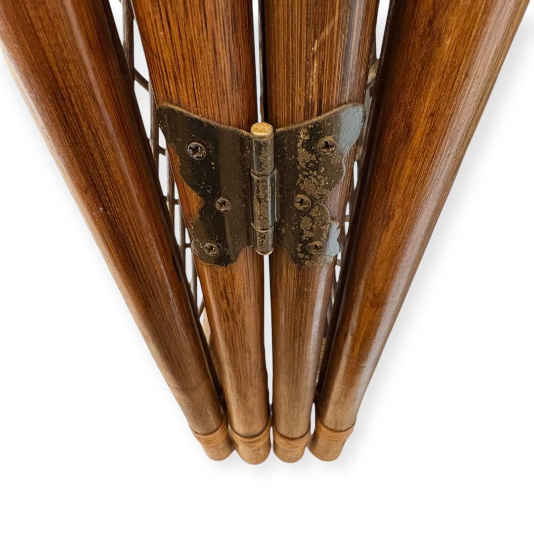 ラタン パーテーション 籐家具 衝立 4連 昭和レトロ アンティーク 高さ137