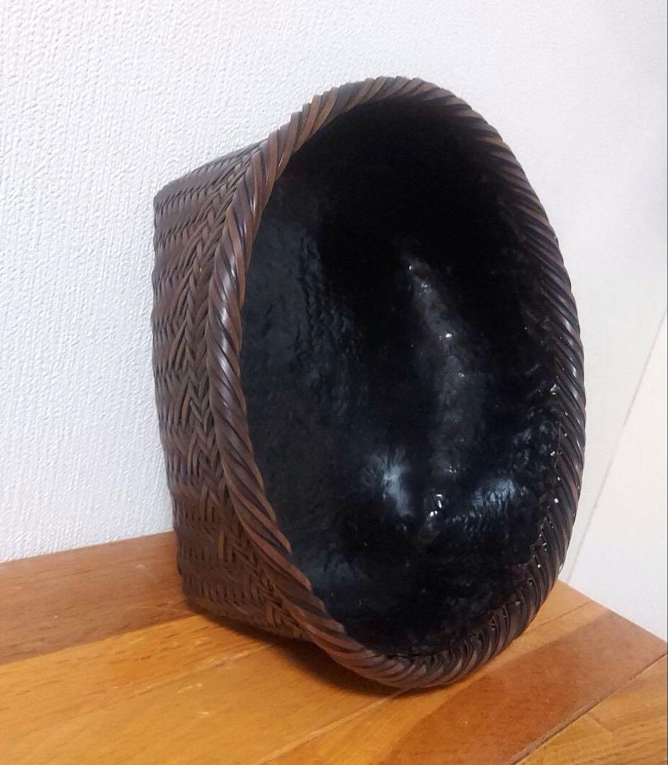 未使用　美品　初釜　茶道具　竹籠　炭斗　炭入れ　炭籠　竹細工　火鉢