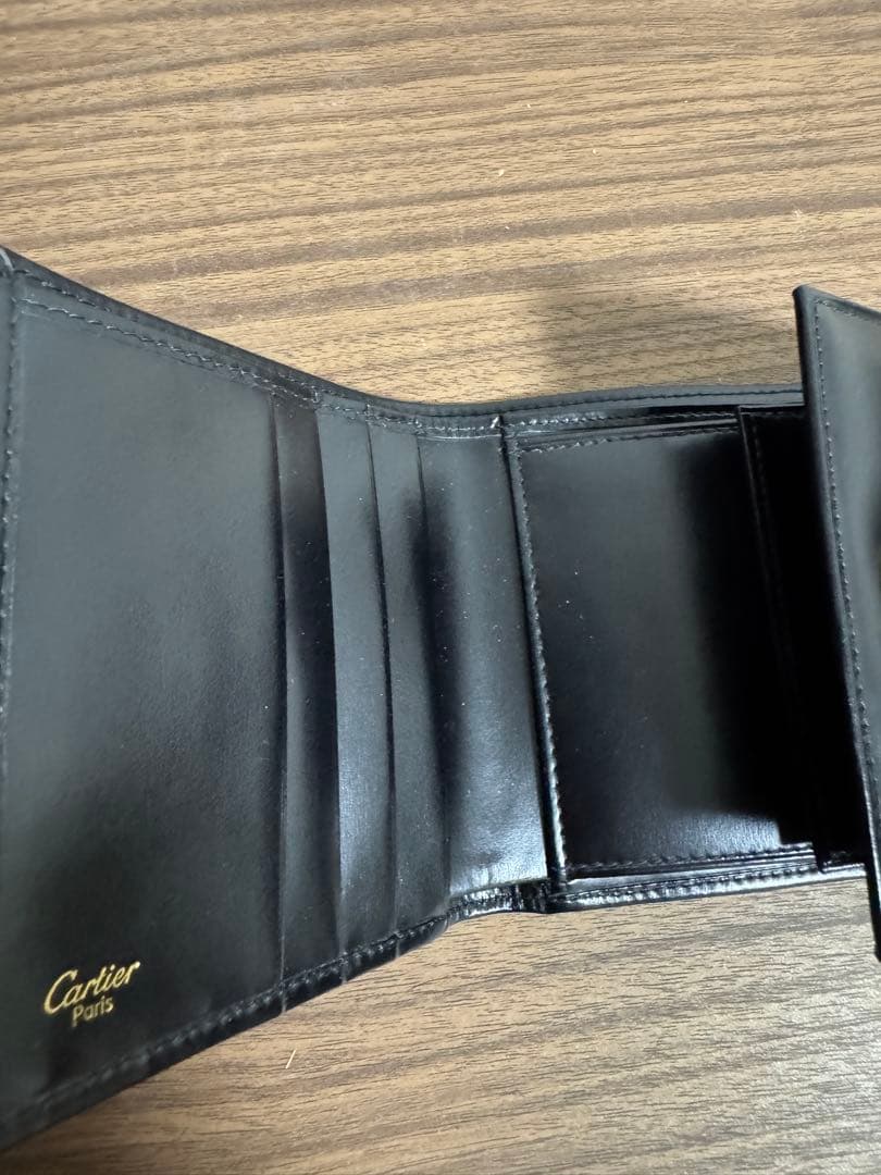 未使用品‼️ Cartier パンテール　 ブラック レザー 三つ折り財布