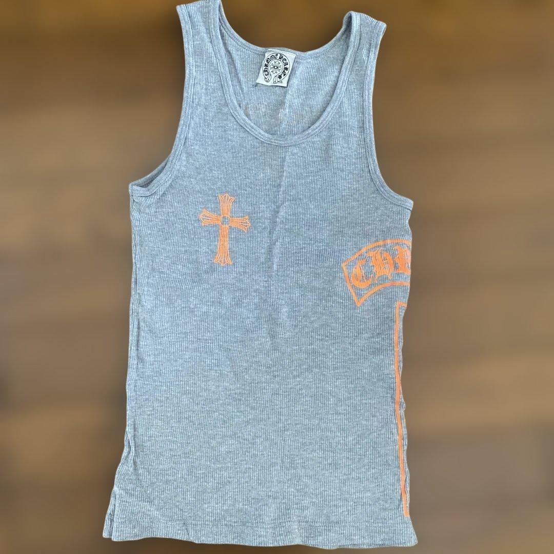 レア 正規 クロムハーツ 正規品　蛍光オレンジロゴ ビンテージ タンクトップ