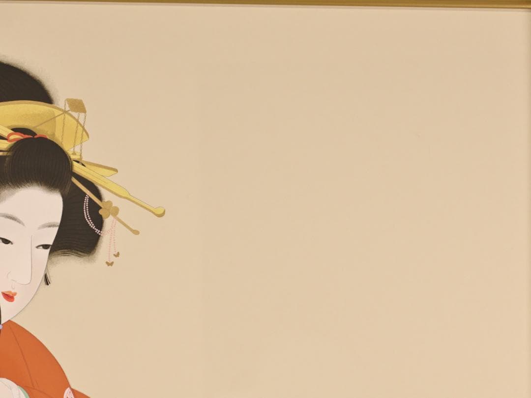 【真作】　上村松園 「 鼓の音 」　12号　H.C　シルクスクリーン　BK178