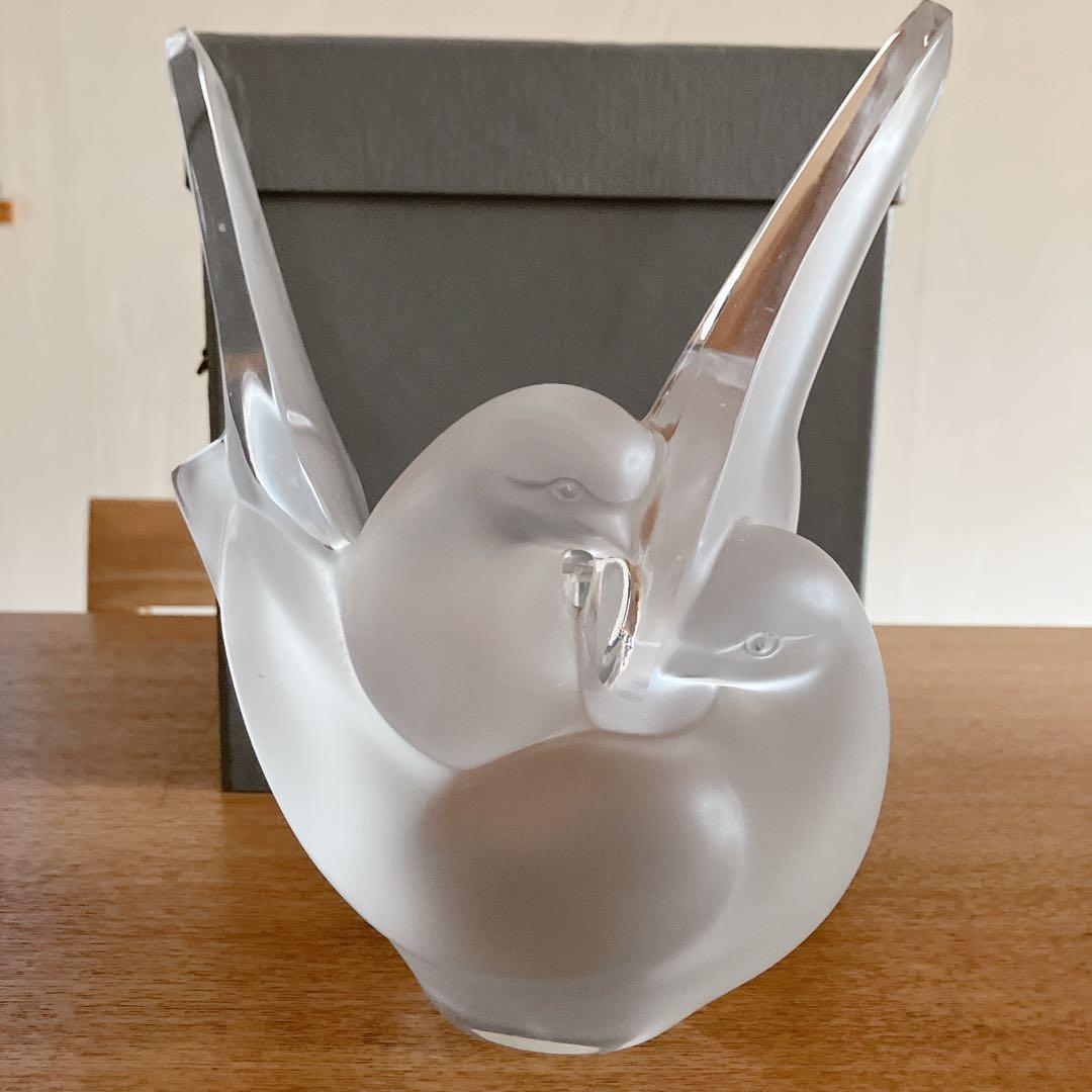 ラリック　花瓶　フラーベース　ハト　鳥　箱付き　シルヴィー　フロステッド