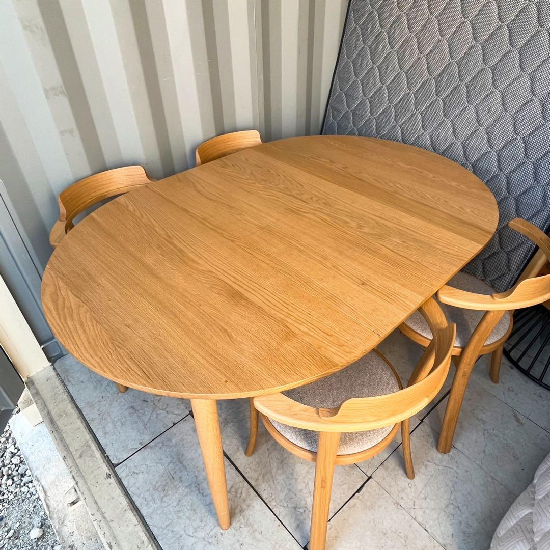 取付無料！カンディハウス マム ダイニング EXテーブル ルントオムチェアー4脚