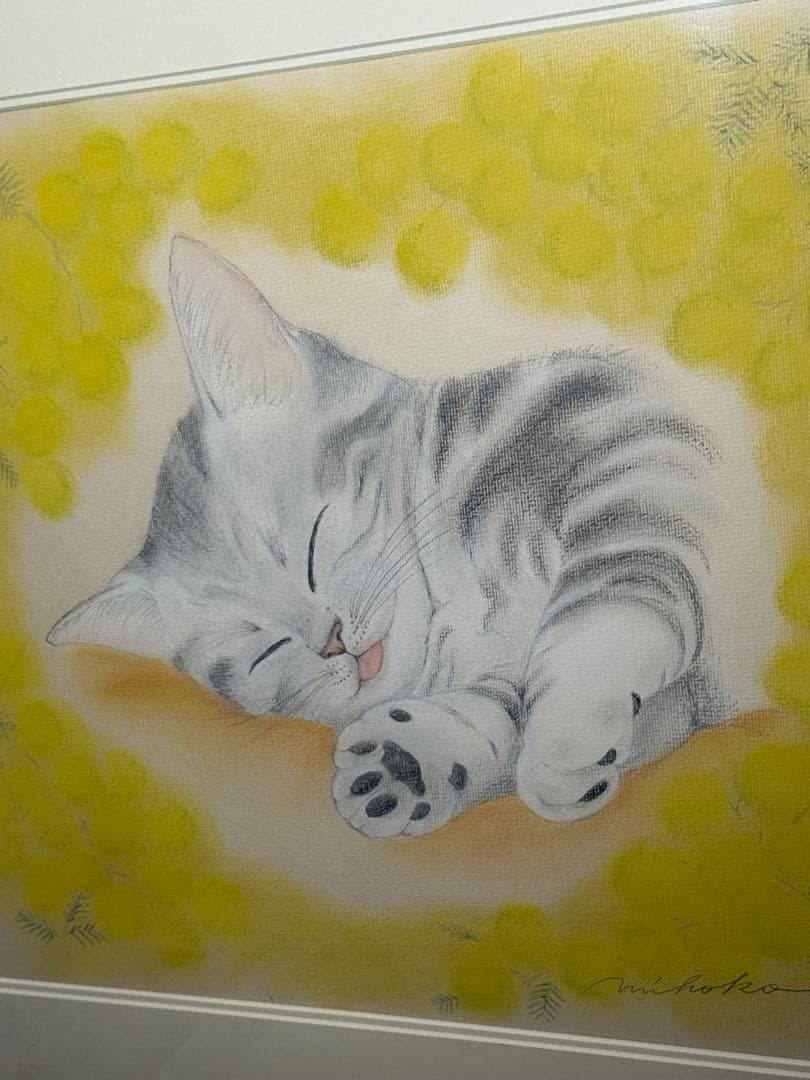 戸田美穂子【ミモザの花いろの夢のなか】　肉筆画