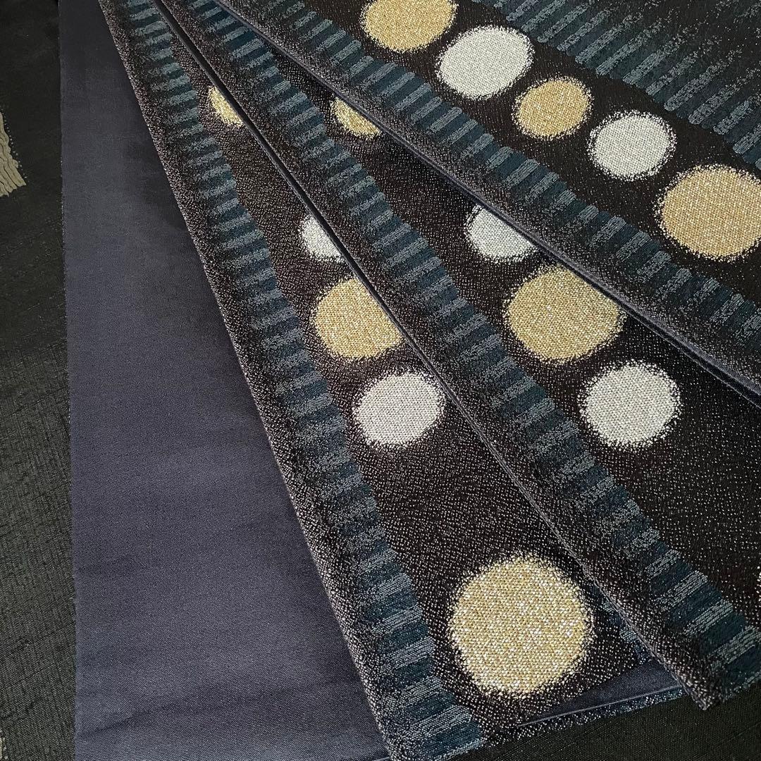 深茶ドット牛首紬 正絹小紋着物