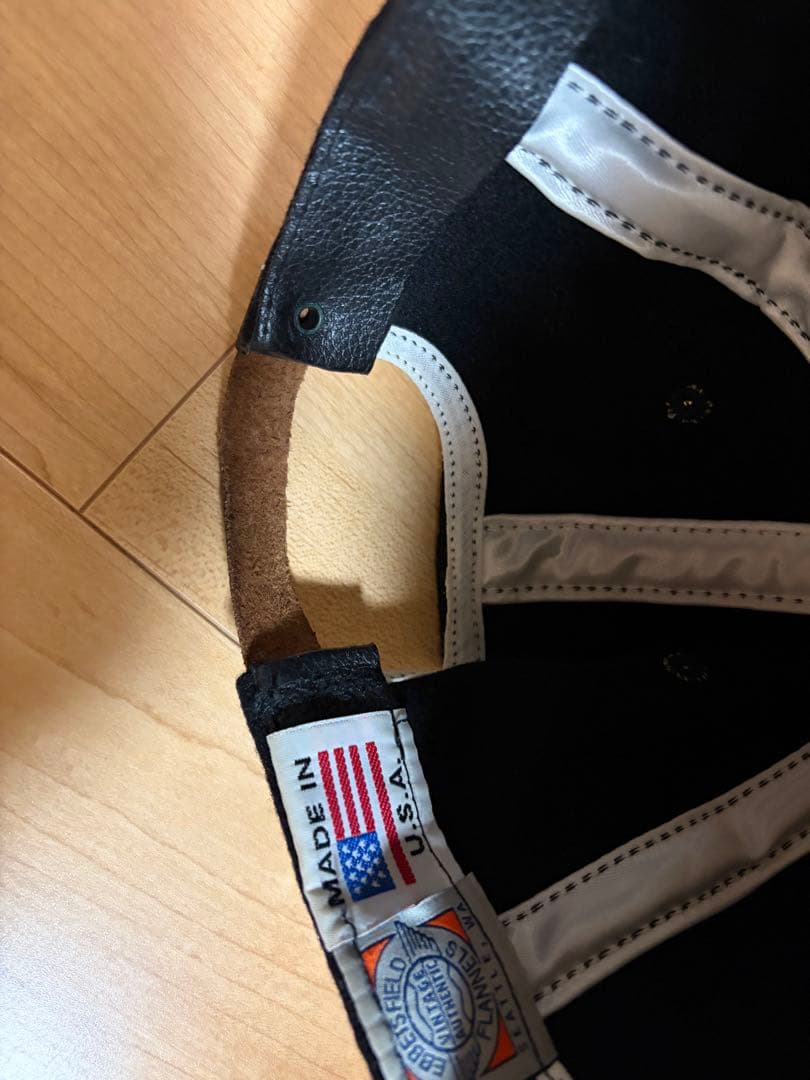 廃盤品エベッツフィールド×ネクサス7キャップ帽子レザーベルトN7ロゴ　ブラック