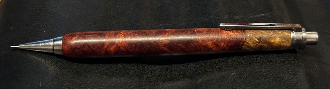 木軸ペン 源平花梨紅白