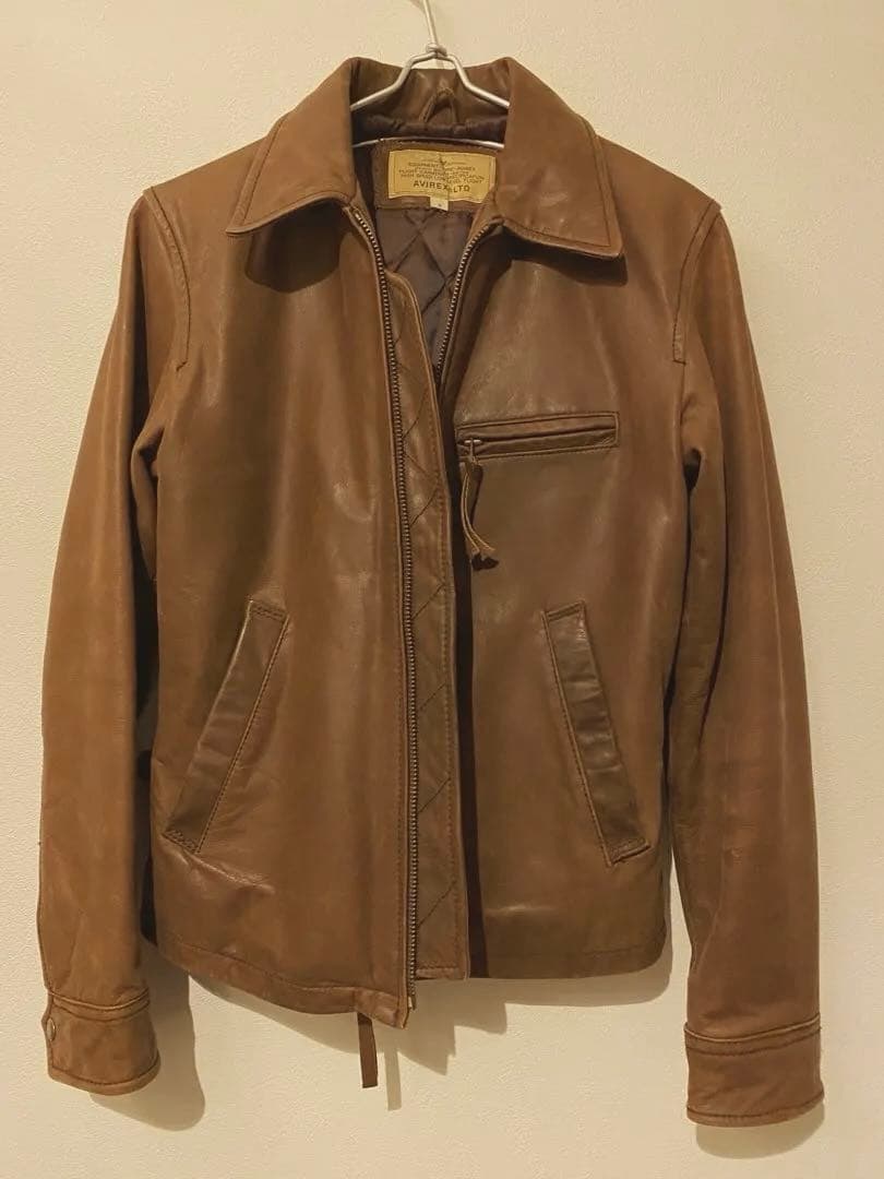 AVIREX 本革 シングルライダースジャケット ブラウンサイズS