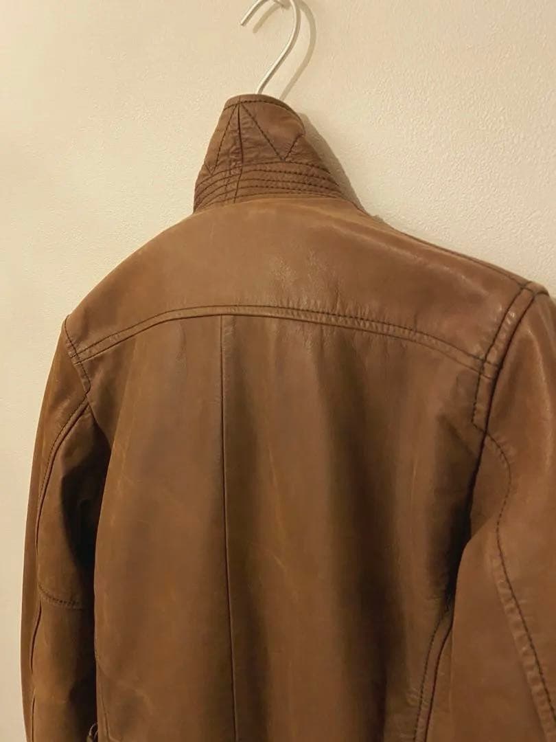AVIREX 本革 シングルライダースジャケット ブラウンサイズS