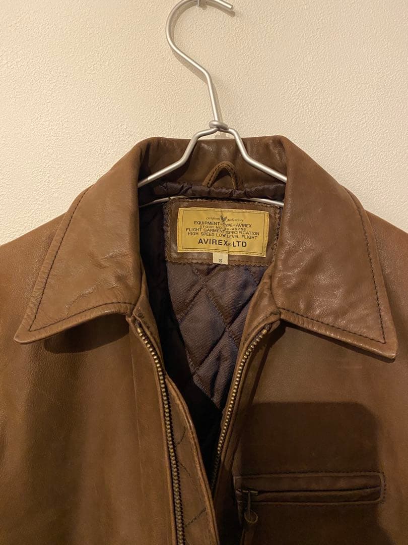 AVIREX 本革 シングルライダースジャケット ブラウンサイズS