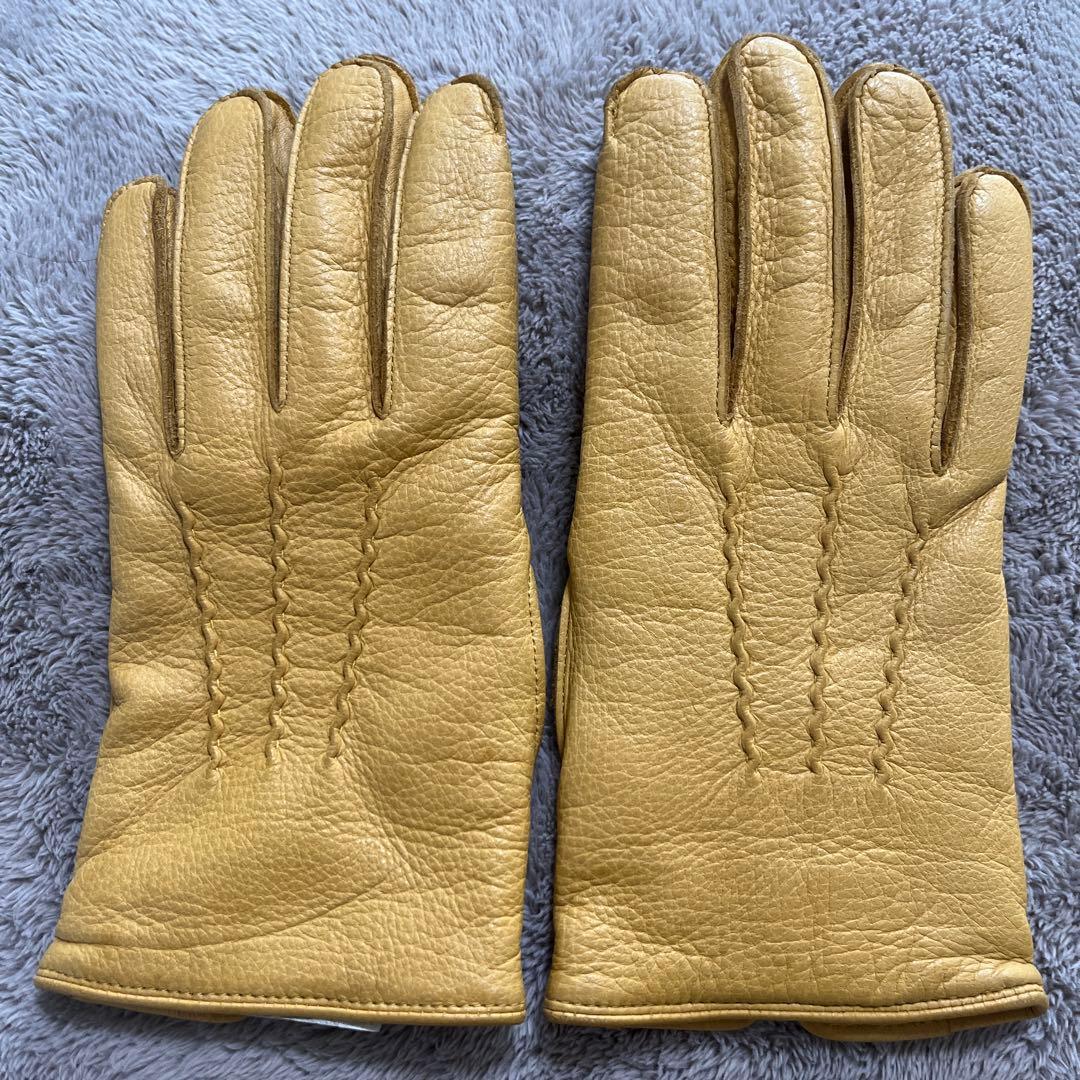 デンツ　イエロー レザー ファインレザー　カシミヤライニング