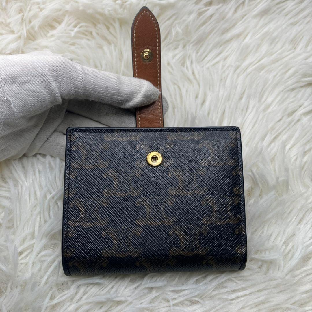 【美品✨人気】セリーヌ 折り財布 トリオンフキャンバス スモールストラップ