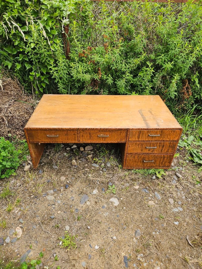 日本のアンティーク 文机 飾り台 抽斗 勉強机 座卓 木製 昭和レトロ 古家具