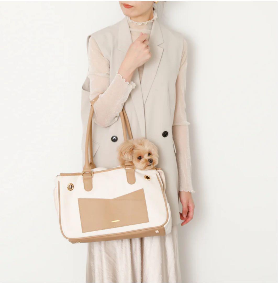 モンシェリ　パイピングペットトートバッグ　キャリーバッグ