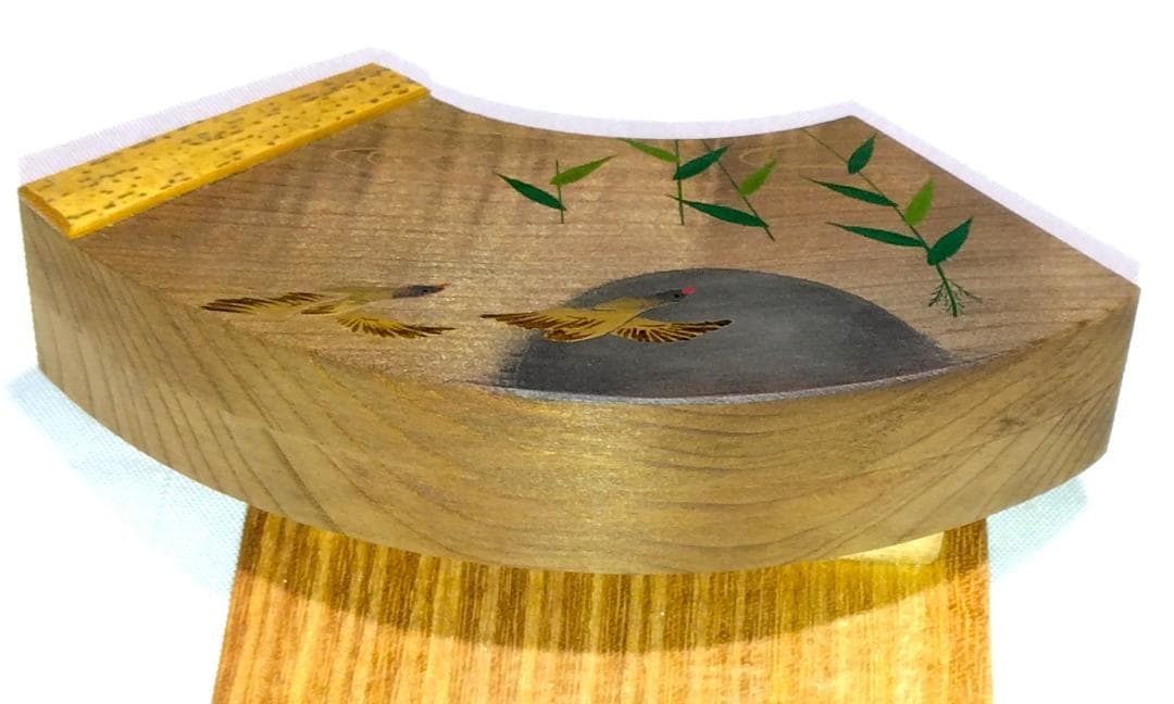 茶道具　加賀山中塗塗師　早見征一作　神代杉二季鳥蒔絵　扇面香合　骨董　美品！！