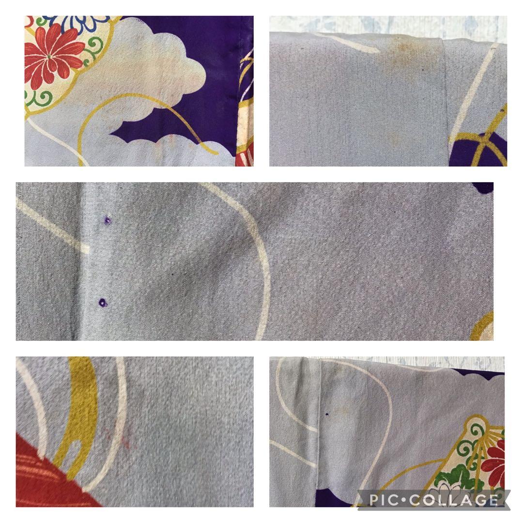 アンティーク着物　扇子　レトロな配色　大人　ジュニア　　袴にも