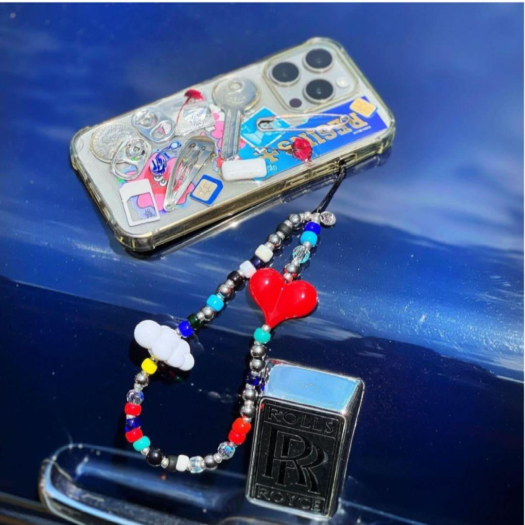 String Ting カラフル マルチカラー スマホストラップ ハート雲