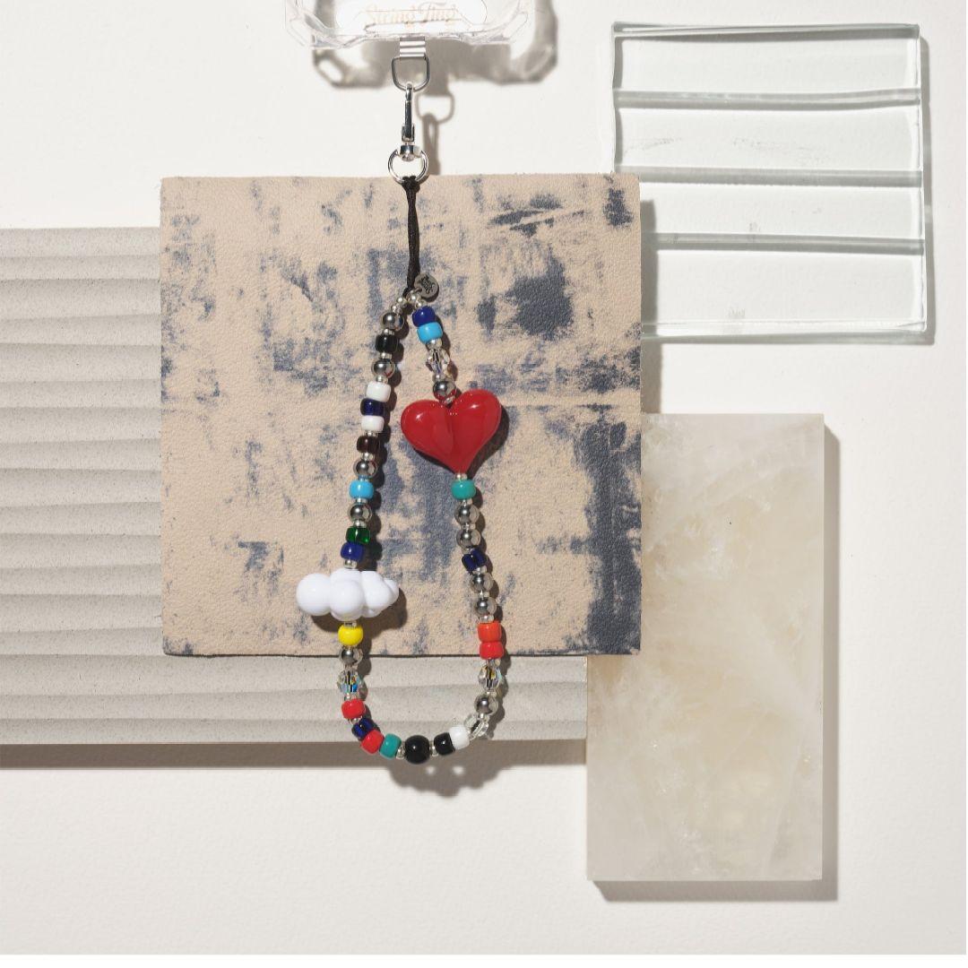 String Ting カラフル マルチカラー スマホストラップ ハート雲