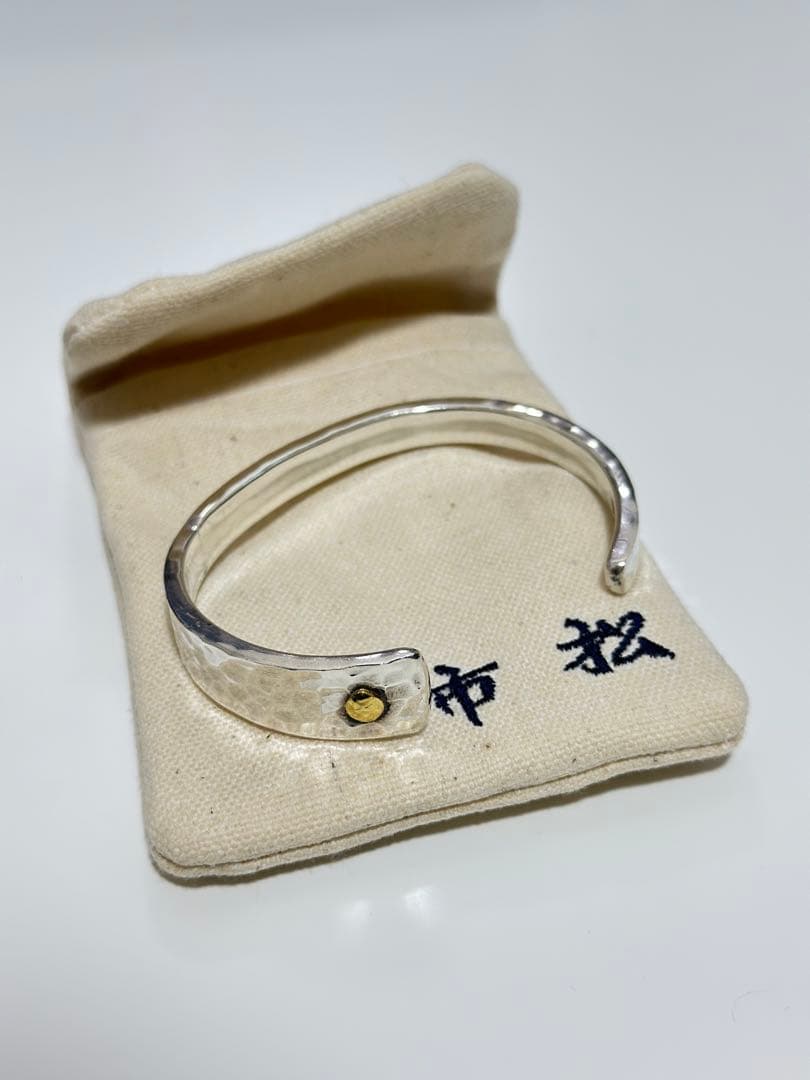 市松　シルバー　アシンメトリーバングル　K24