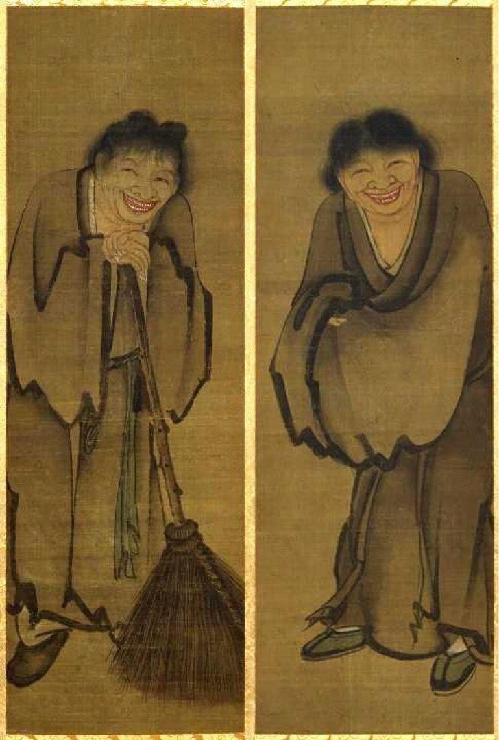 手彫り骨董品 翡翠軟玉　ネフライト　和田玉 和合二仙　良縁、結婚の調和、家庭円満