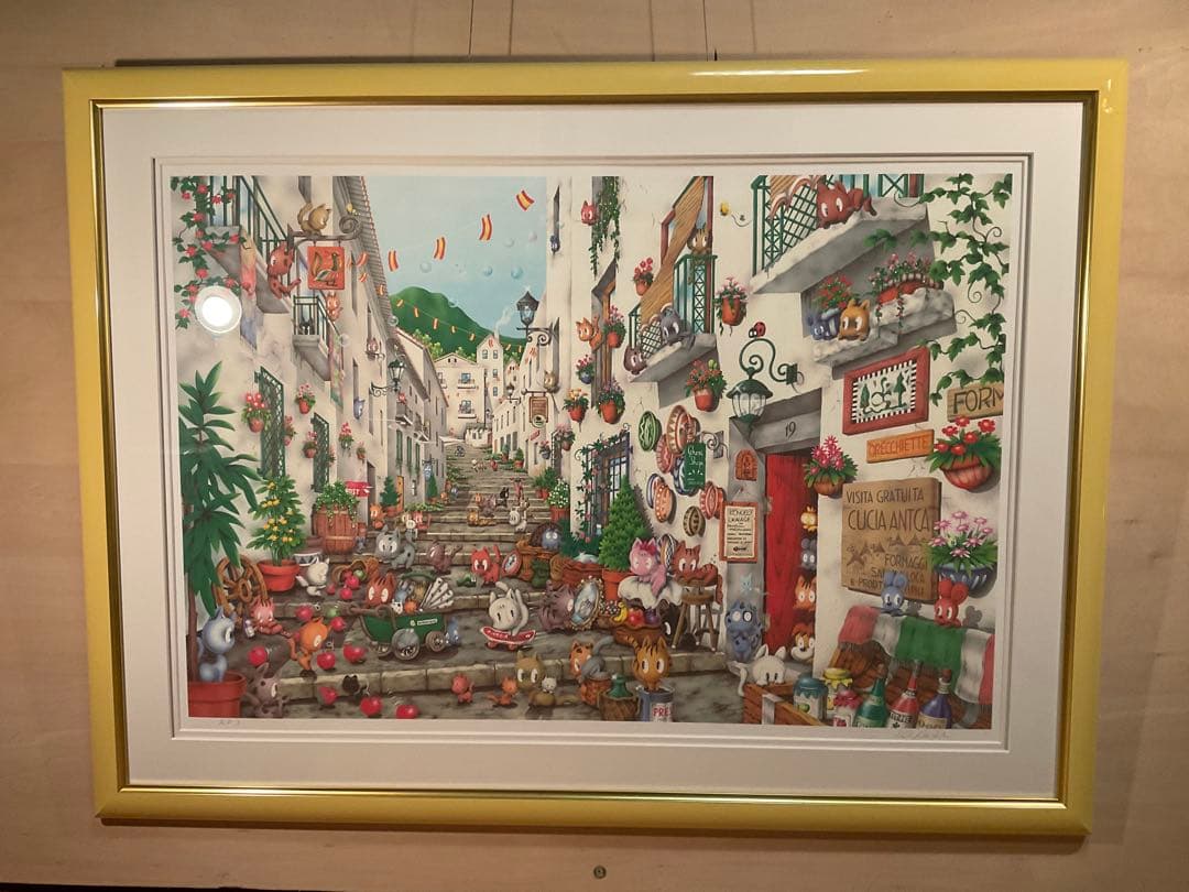 芳岡ひでき　「エスパーニャ・キャッツ」　リトグラフ　直筆サイン・エディション有り