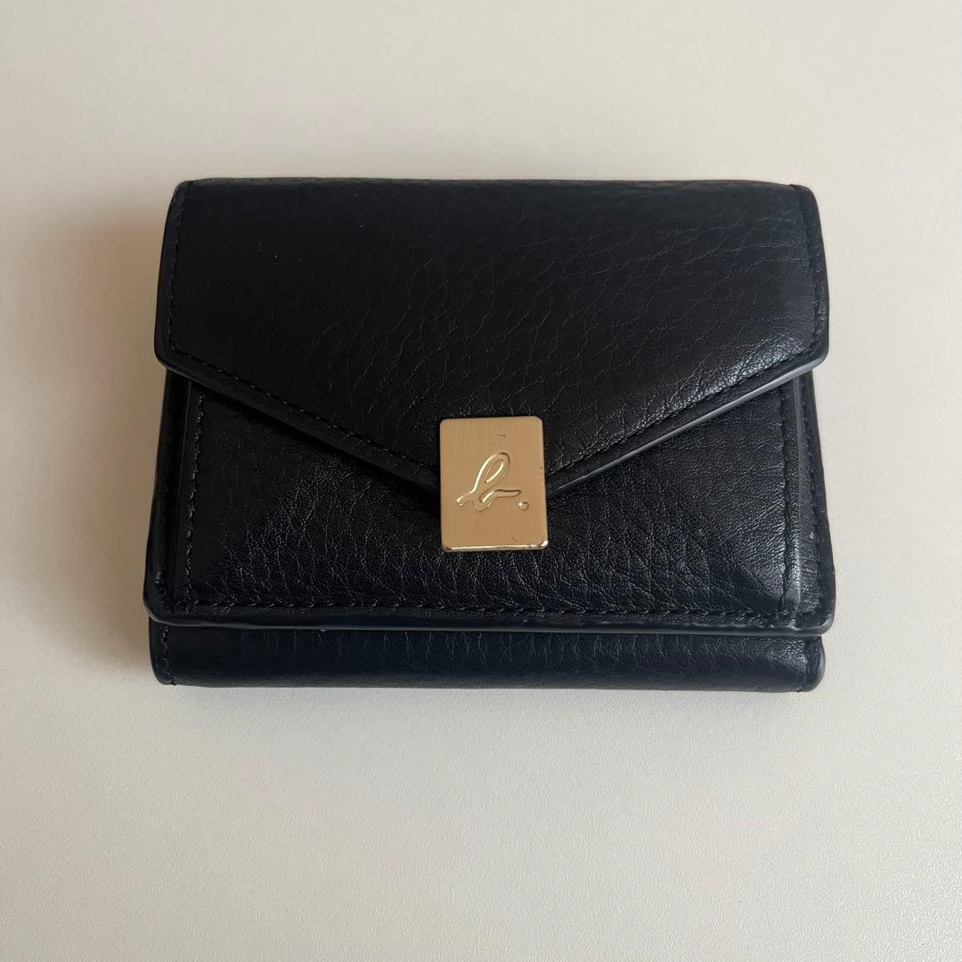 アニエスベー 黒 レザー 三つ折り財布 miyuki ミニ財布