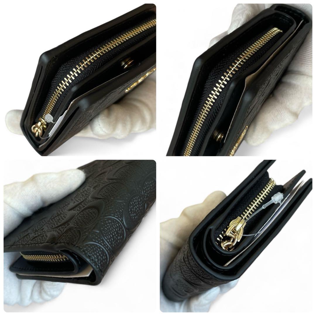 【新品・箱/袋/タグ付】COACH 折り財布　ブラック　二つ折り財布　レザー