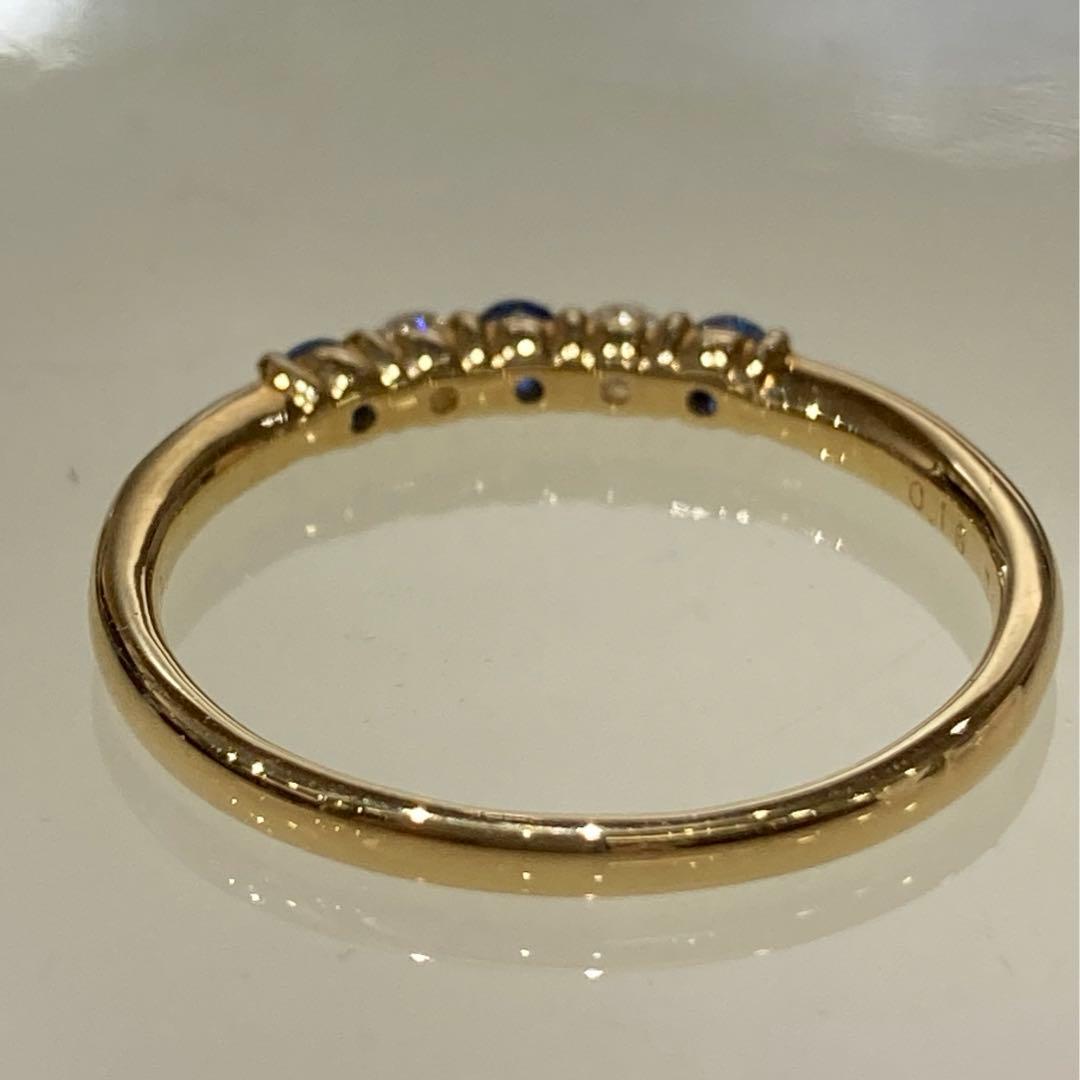 【新品未使用】K18 サファイア ダイヤモンド リング 5石