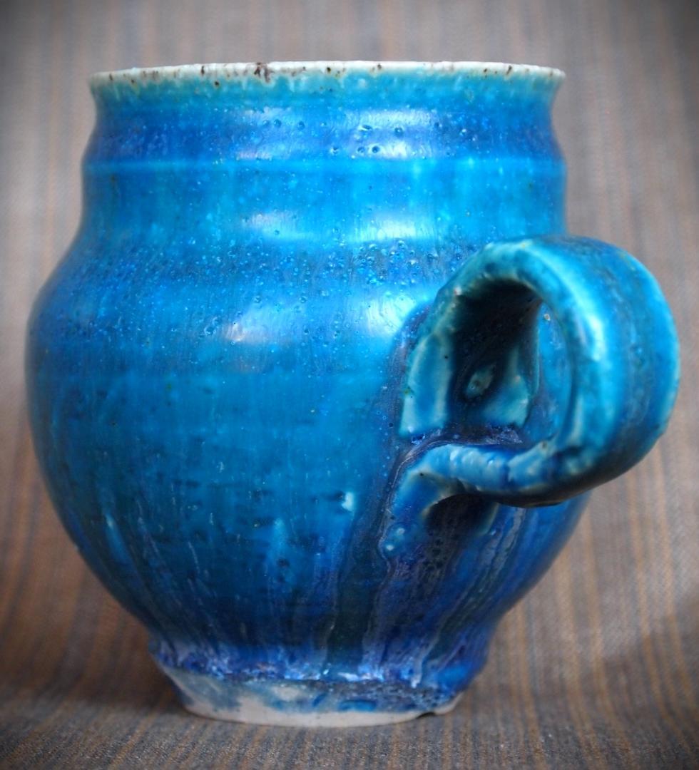 人気作家★金澤尚宜★うねうね青マグカップ★あよお