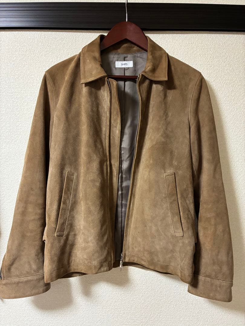 シップス レザージャケット ブルゾン ジップアップ　ヤギ革 スエード SHIPS