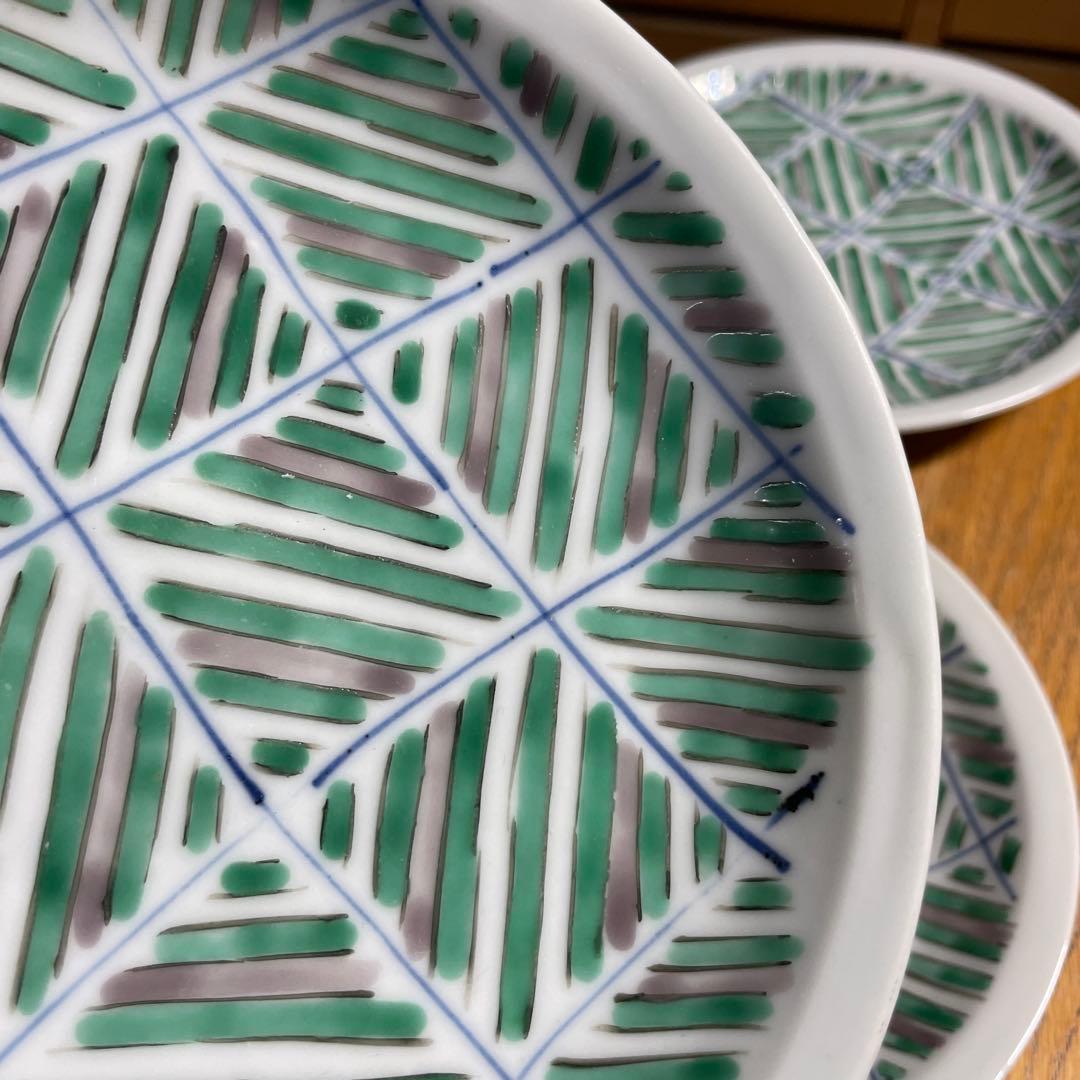 九谷焼　須田菁華　色絵綾紋皿　3枚