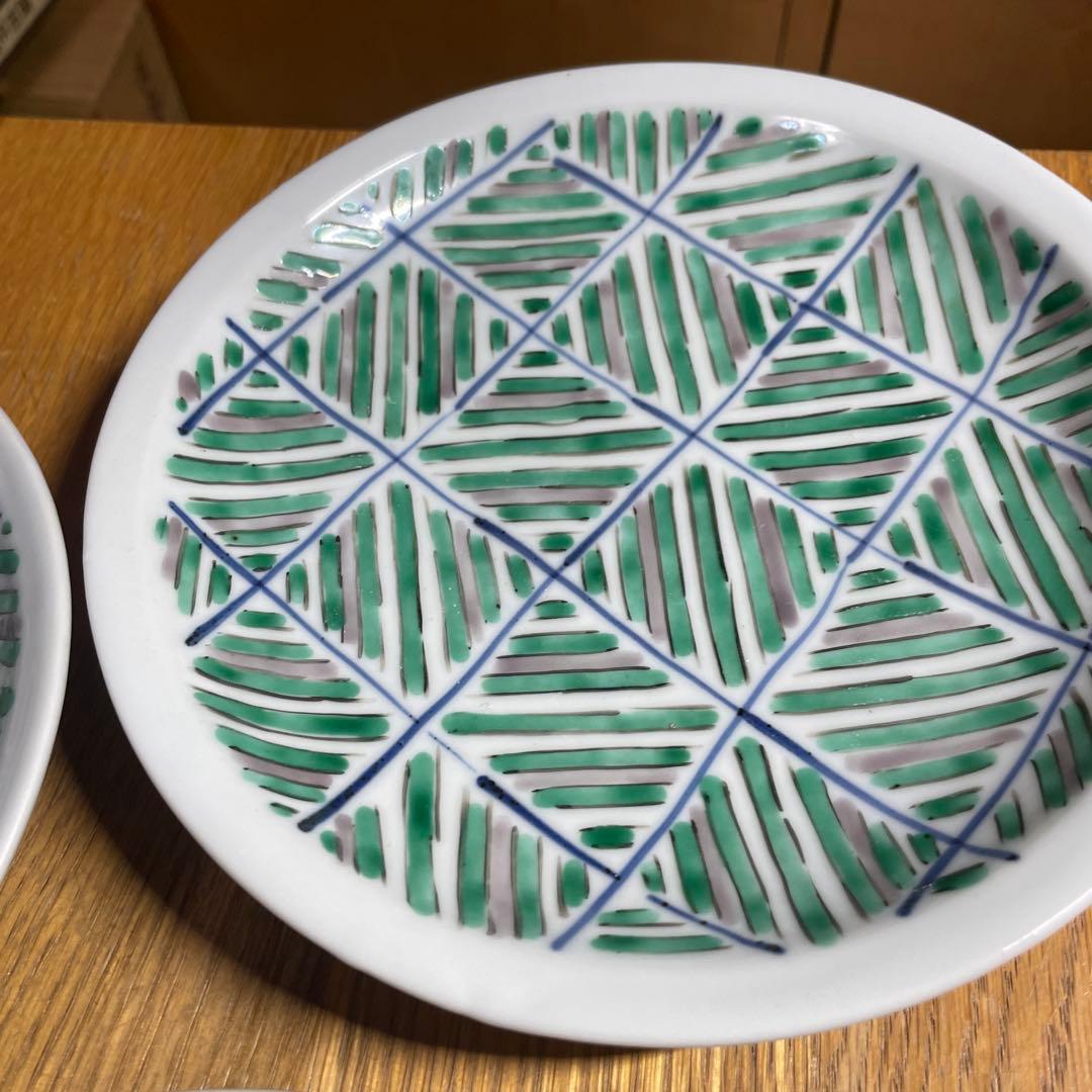 九谷焼　須田菁華　色絵綾紋皿　3枚