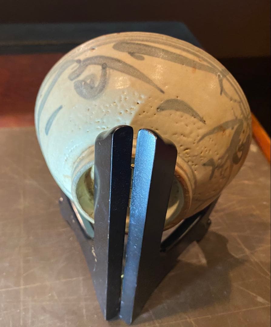 中国汕頭・スワトウ染付絵皿　鑑賞台付 ・ヴィンテージ　レア ・中国　台湾茶器