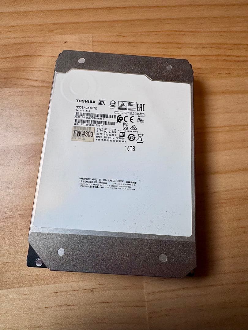 Toshiba 16TB HDD FW 4303 3.5インチ SATA 美品