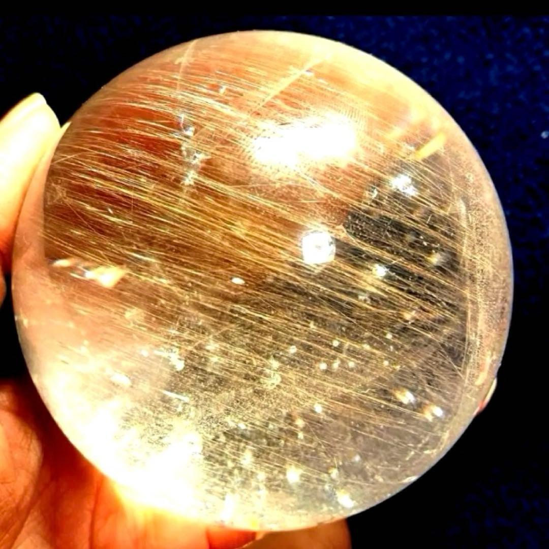 超特大　77mm ゴールドルチルクォーツ　金針水晶　パワーストーン