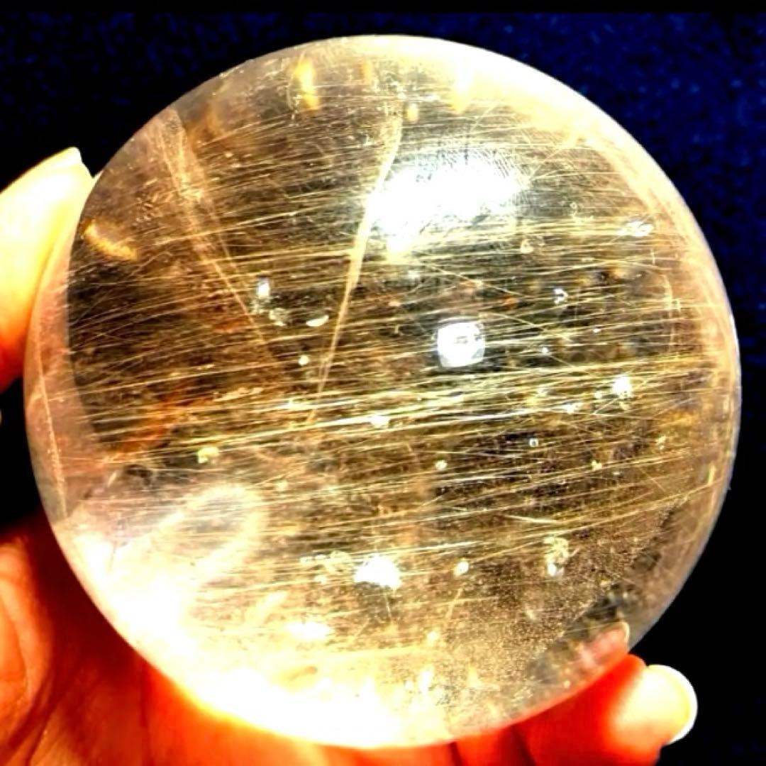超特大　77mm ゴールドルチルクォーツ　金針水晶　パワーストーン