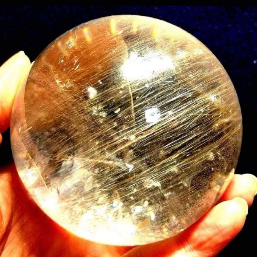 超特大　77mm ゴールドルチルクォーツ　金針水晶　パワーストーン