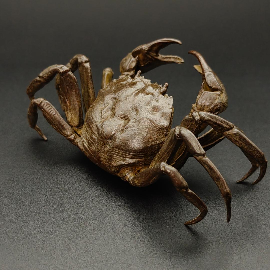 A*h様 銅製置物　蟹　カニ　茶道具　雨宮宗作　刻印あり　金工品　美術品　インテ