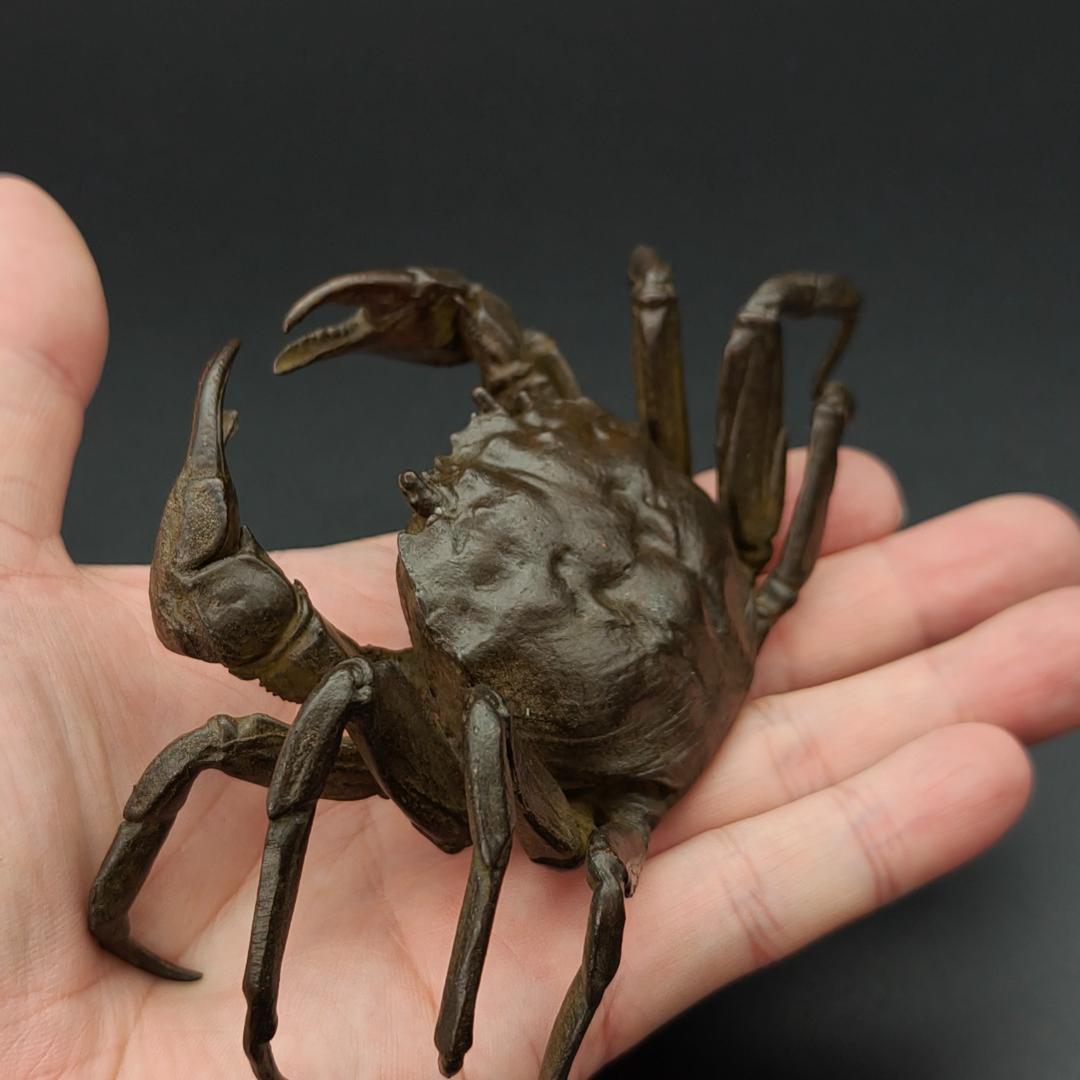 A*h様 銅製置物　蟹　カニ　茶道具　雨宮宗作　刻印あり　金工品　美術品　インテ